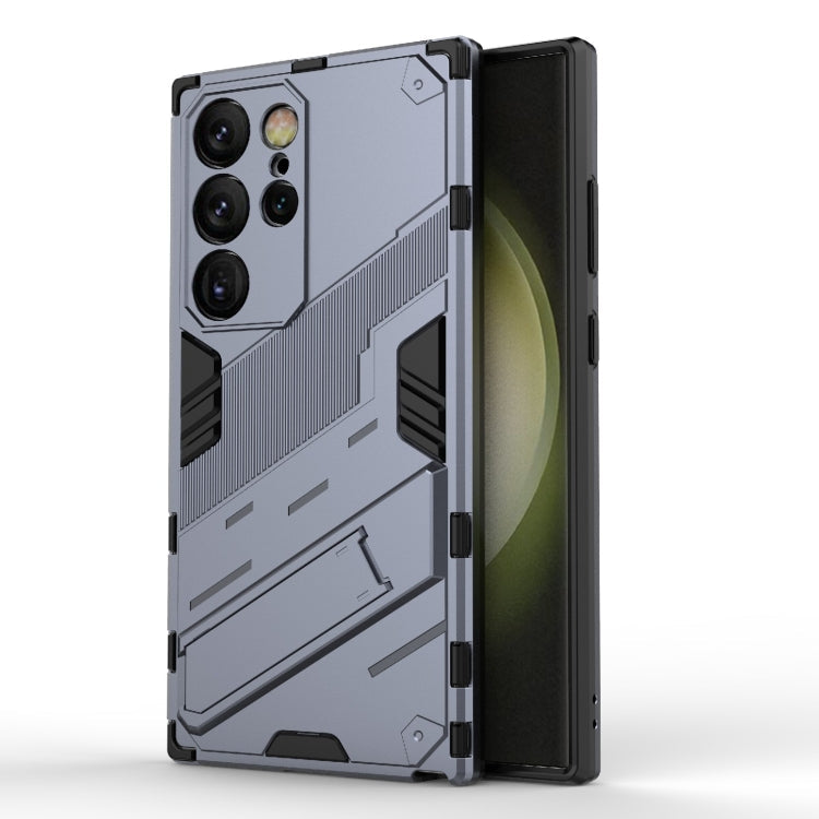 Frendorf | Für Samsung Galaxy S24 Ultra 5G Punk Armor 2 in 1 PC + TPU Stoßfeste Handyhülle mit Unsichtbarem Halter (Grau)