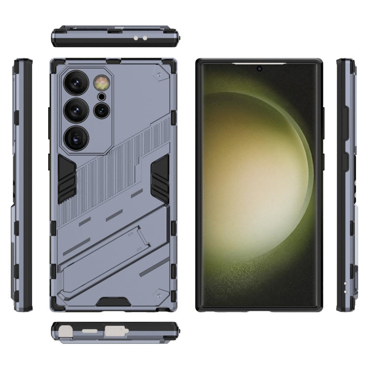 Frendorf | Für Samsung Galaxy S24 Ultra 5G Punk Armor 2 in 1 PC + TPU Stoßfeste Handyhülle mit Unsichtbarem Halter (Grau)