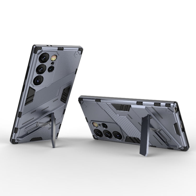 Frendorf | Für Samsung Galaxy S24 Ultra 5G Punk Armor 2 in 1 PC + TPU Stoßfeste Handyhülle mit Unsichtbarem Halter (Grau)