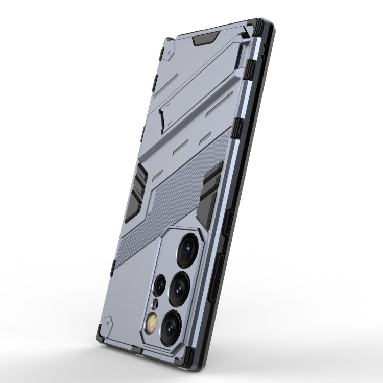 Frendorf | Für Samsung Galaxy S24 Ultra 5G Punk Armor 2 in 1 PC + TPU Stoßfeste Handyhülle mit Unsichtbarem Halter (Grau)