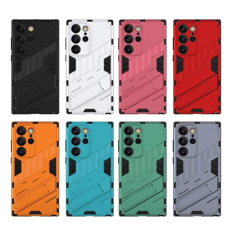 Frendorf | Für Samsung Galaxy S24 Ultra 5G Punk Armor 2 in 1 PC + TPU Stoßfeste Handyhülle mit Unsichtbarem Halter (Grau)