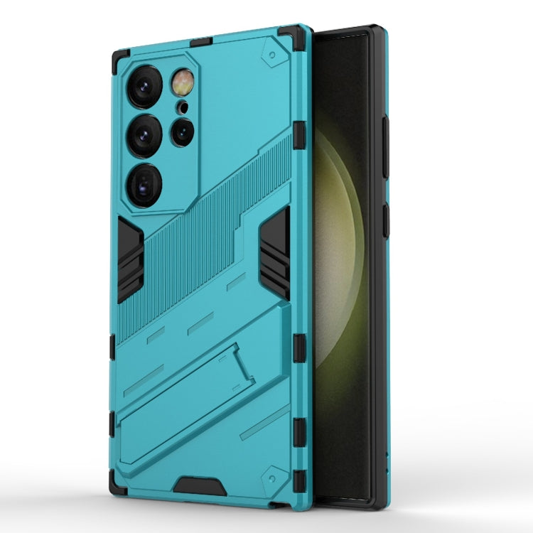 Frendorf | Für Samsung Galaxy S24 Ultra 5G Punk Armor 2 in 1 PC + TPU Stoßsichere Handytasche mit Unsichtbarem Halter (Blau)
