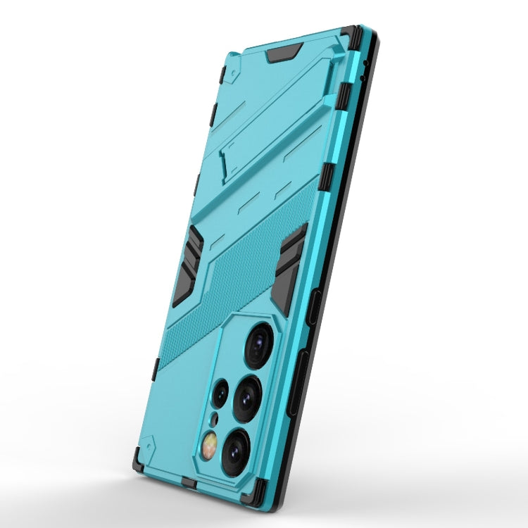 Frendorf | Für Samsung Galaxy S24 Ultra 5G Punk Armor 2 in 1 PC + TPU Stoßsichere Handytasche mit Unsichtbarem Halter (Blau)