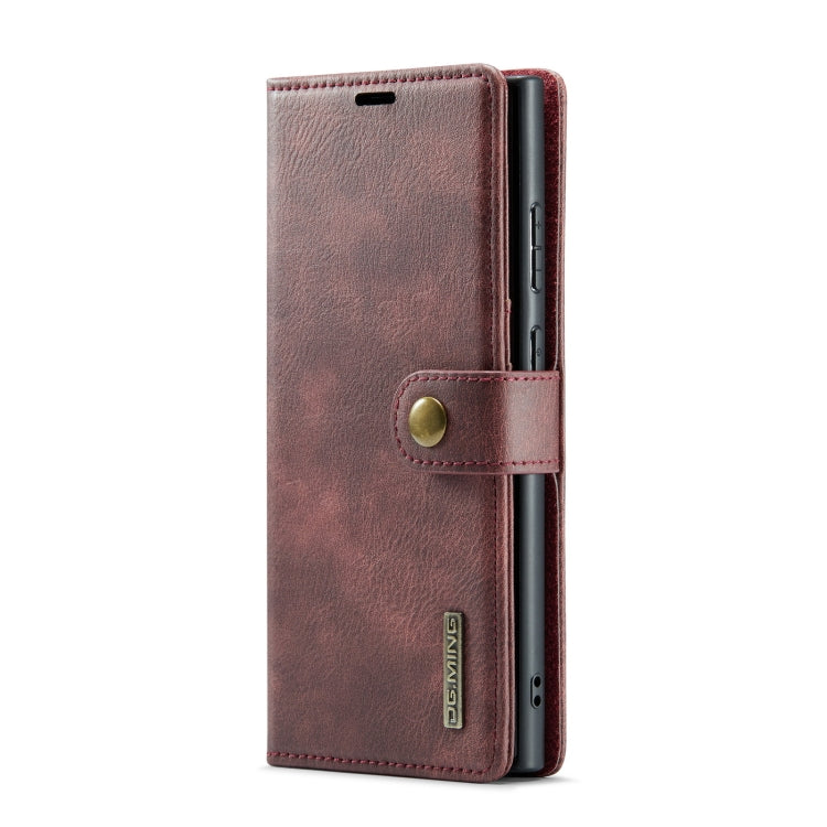 Frendorf | Für Samsung Galaxy S24 Ultra 5G DG.MING Crazy Horse Texture Abnehmbares Magnetisches Lederetui (Rot)