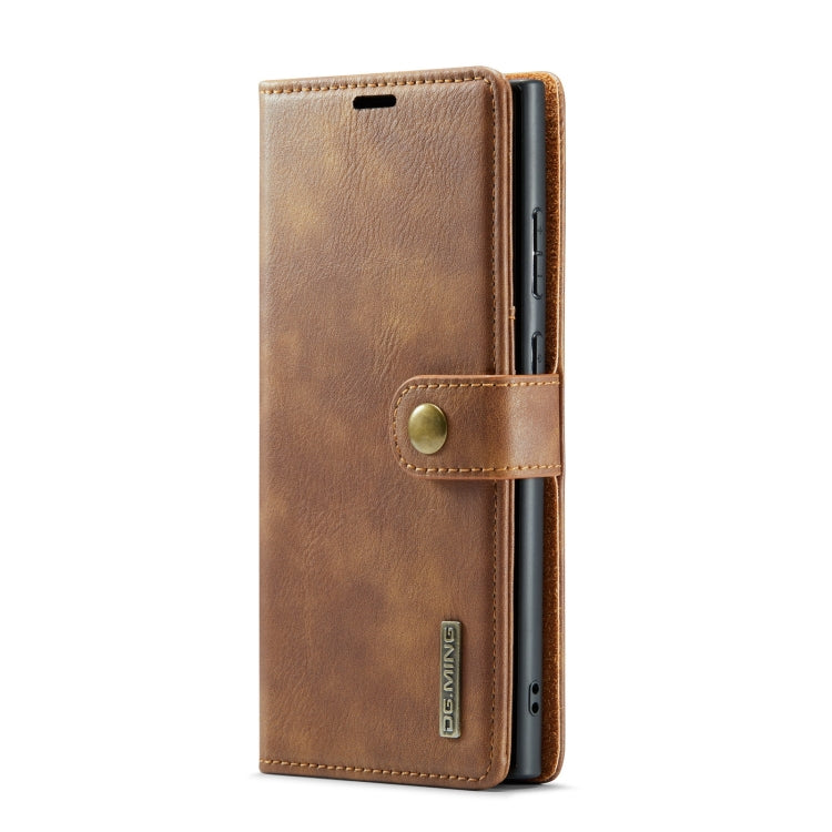 Frendorf | Für Samsung Galaxy S24 Ultra 5G DG.MING Crazy Horse Texture Abnehmbares Magnetisches Lederetui (Braun)