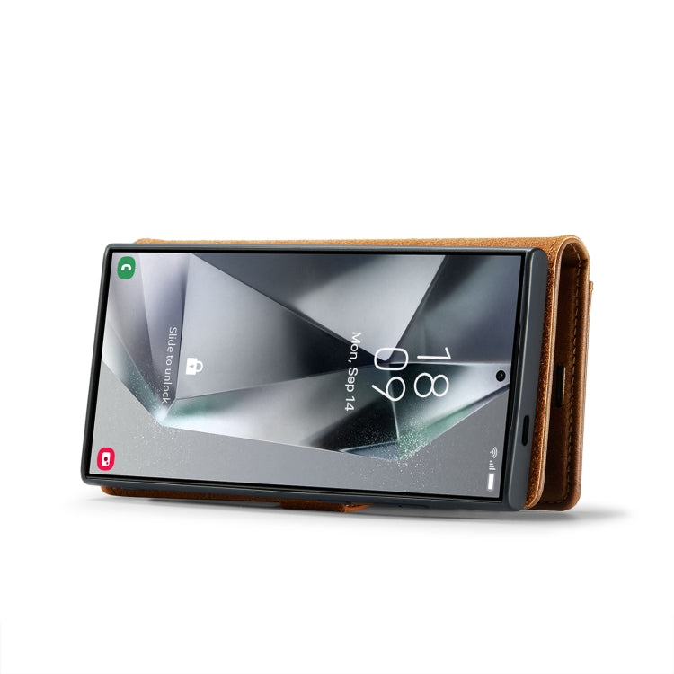 Frendorf | Für Samsung Galaxy S24 Ultra 5G DG.MING Crazy Horse Texture Abnehmbares Magnetisches Lederetui (Braun)