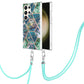 Frendorf | Für Samsung Galaxy S24 Ultra 5G Elektroplattierung IMD Splicing Dual-Seite Marmor TPU Handyhülle mit Lanyard (Blau Grün)