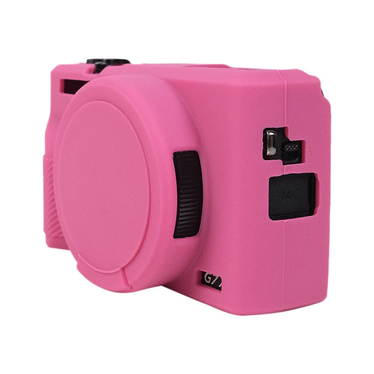 Frendorf | Für Canon PowerShot G7 X Mark III / G7X3 Weiche Silikon-Schutzhülle mit Objektivdeckel (Rosenrot)