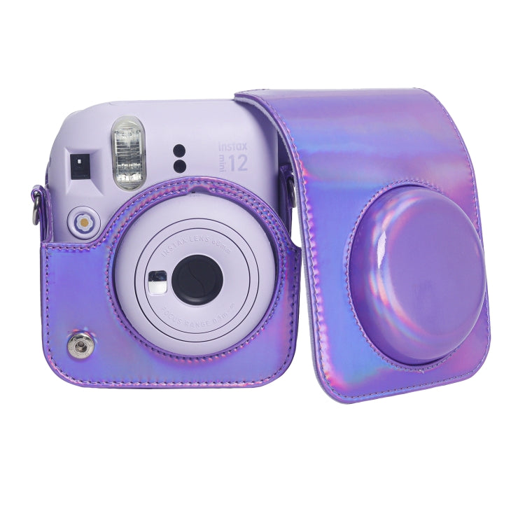 Frendorf | Für FUJIFILM instax mini 12 Laser Vollkörper-Lederhülle Kameratasche mit Tragegurt (Lila)