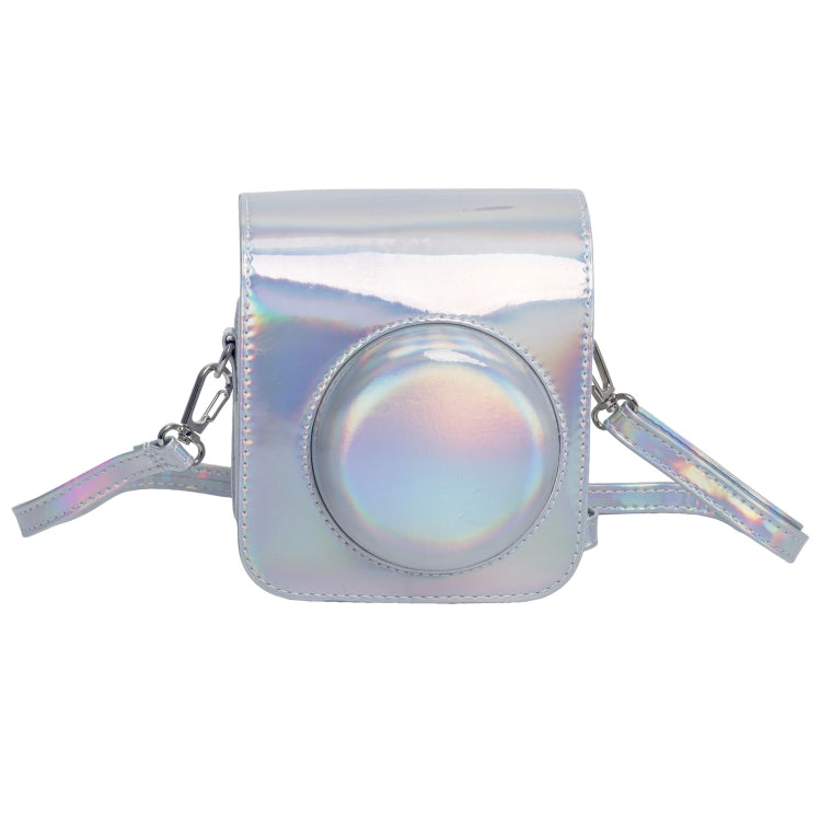 Frendorf | Für FUJIFILM instax mini 12 Laser Volllederkamera Tasche mit Schulterriemen (Silber)