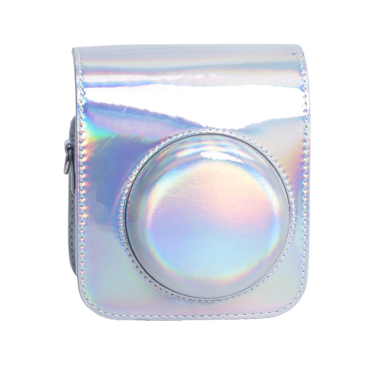 Frendorf | Für FUJIFILM instax mini 12 Laser Volllederkamera Tasche mit Schulterriemen (Silber)