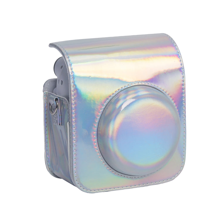 Frendorf | Für FUJIFILM instax mini 12 Laser Volllederkamera Tasche mit Schulterriemen (Silber)