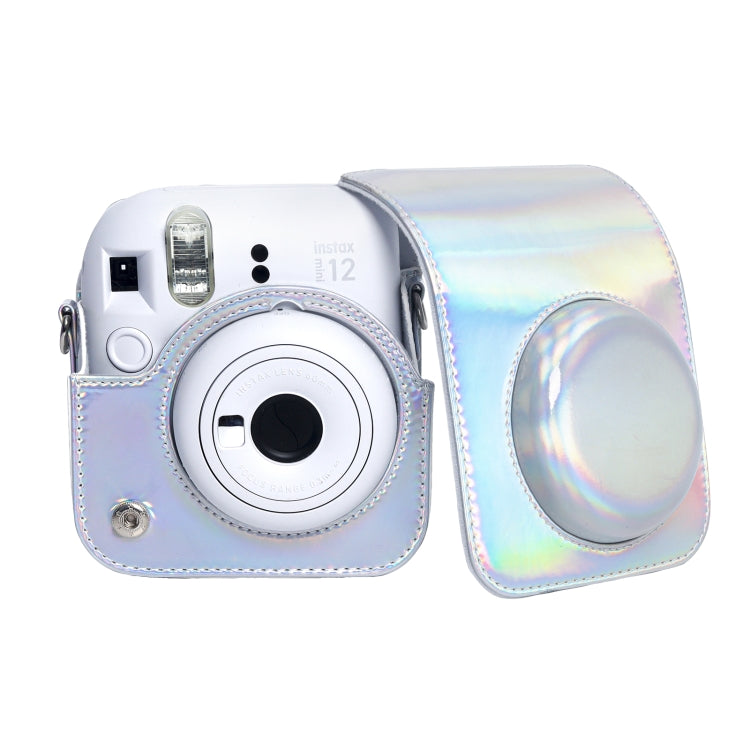 Frendorf | Für FUJIFILM instax mini 12 Laser Volllederkamera Tasche mit Schulterriemen (Silber)