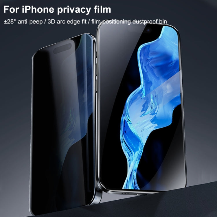 Frendorf | Für iPhone 15 Pro MOMAX 0,3 mm 3D Anti-Spy gehärtete Glasfolie (Schwarz)