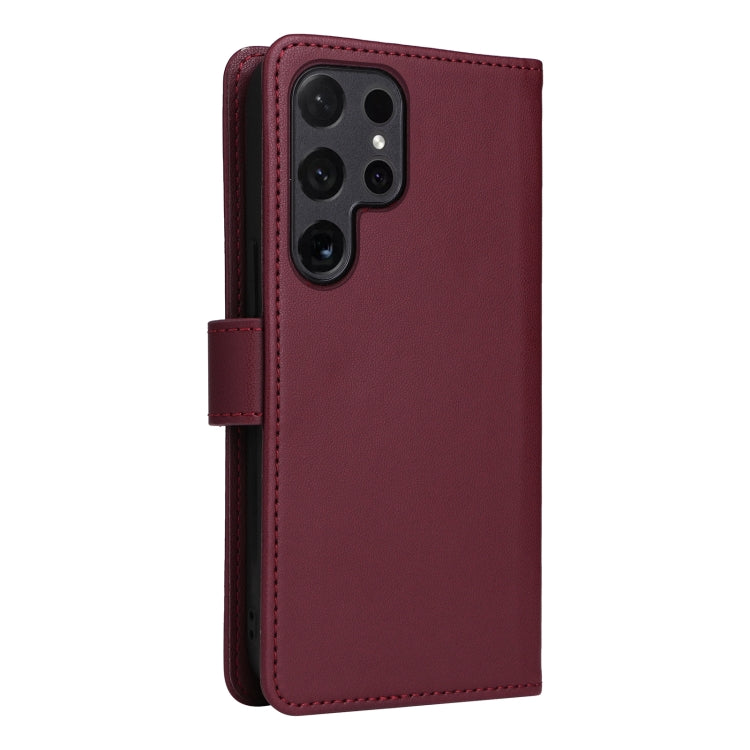 Frendorf | Für Samsung Galaxy S24 Ultra 5G BETOPNICE BN-005 2 in 1 abnehmbares Nachahmung echtes Leder Phone Case (Bordeauxrot)