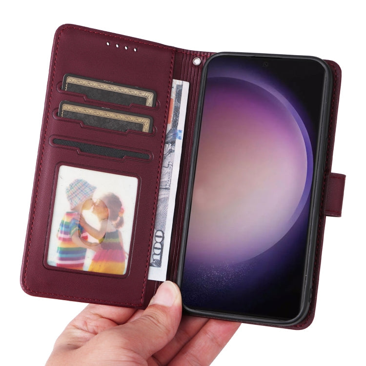 Frendorf | Für Samsung Galaxy S24 Ultra 5G BETOPNICE BN-005 2 in 1 abnehmbares Nachahmung echtes Leder Phone Case (Bordeauxrot)