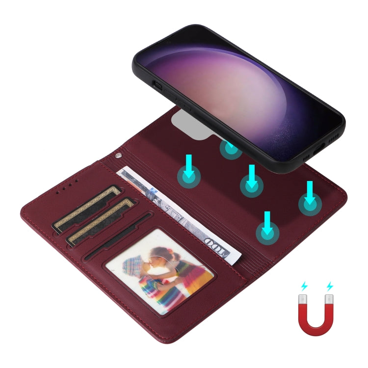 Frendorf | Für Samsung Galaxy S24 Ultra 5G BETOPNICE BN-005 2 in 1 abnehmbares Nachahmung echtes Leder Phone Case (Bordeauxrot)