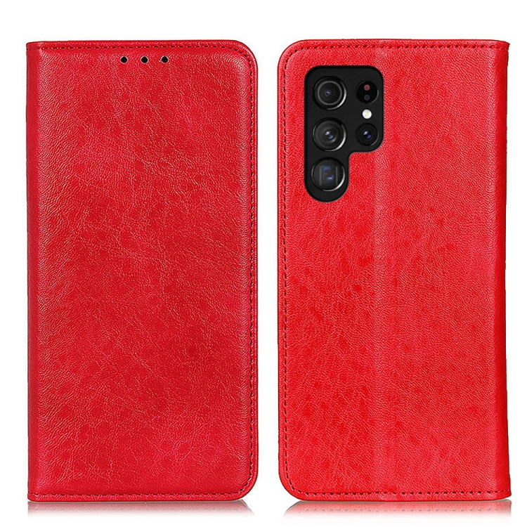 Frendorf | Samsung Galaxy S24 Ultra Magnetische Crazy Horse Textur Leder Telefon Hülle (Rot)