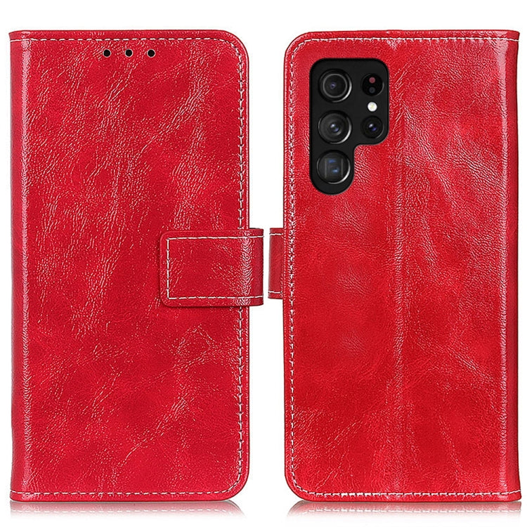 Frendorf | Für Samsung Galaxy S24 Ultra Retro Crazy Horse Textur Leder Handyhülle (Rot)