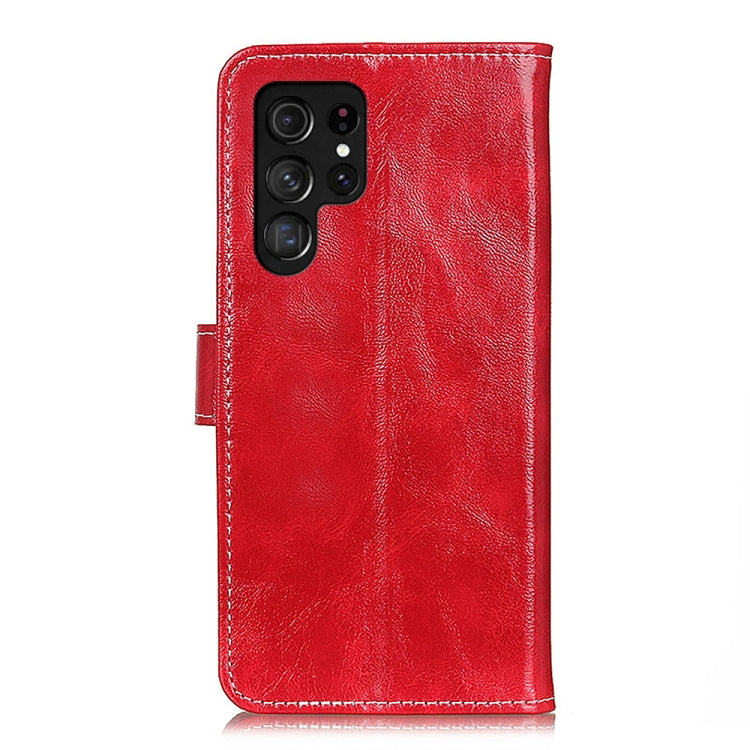 Frendorf | Für Samsung Galaxy S24 Ultra Retro Crazy Horse Textur Leder Handyhülle (Rot)