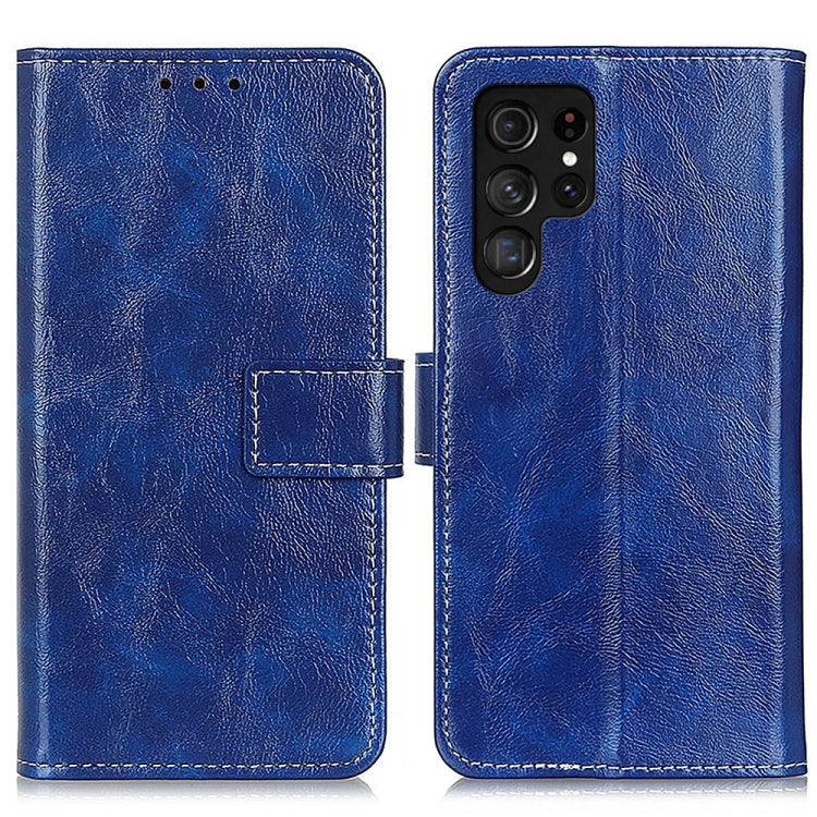 Frendorf | Für Samsung Galaxy S24 Ultra Retro Crazy Horse Textur Leder Handyhülle (Blau)