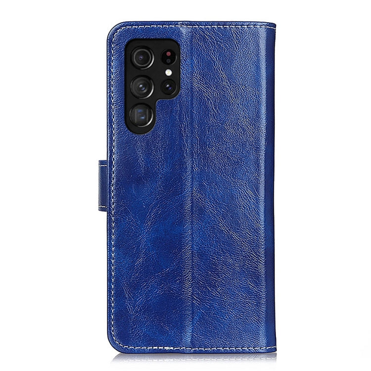 Frendorf | Für Samsung Galaxy S24 Ultra Retro Crazy Horse Textur Leder Handyhülle (Blau)