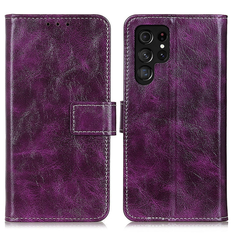 Frendorf | Für Samsung Galaxy S24 Ultra Retro Crazy Horse Textur Leder Handyhülle(Purple)
