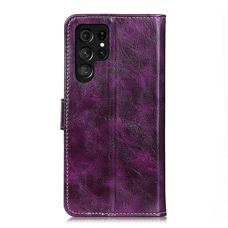 Frendorf | Für Samsung Galaxy S24 Ultra Retro Crazy Horse Textur Leder Handyhülle(Purple)