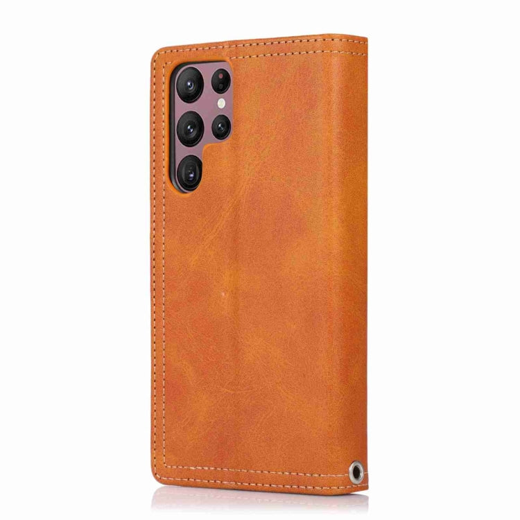 Frendorf | Für Samsung Galaxy S24 Ultra 5G Armband Kartensteckplatz Leder Handyhülle (Braun)