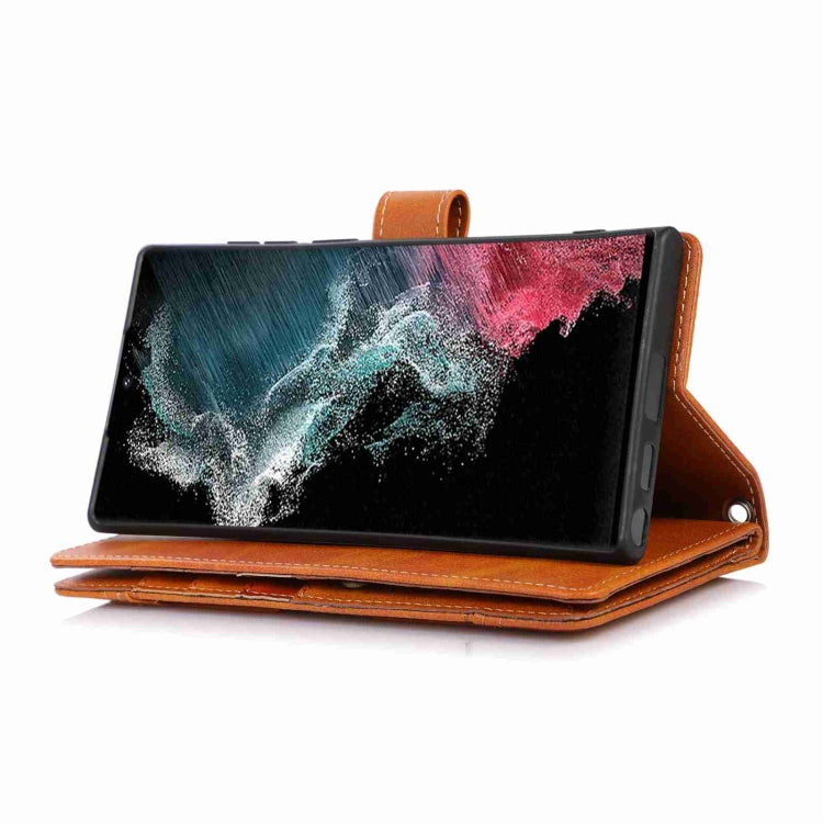 Frendorf | Für Samsung Galaxy S24 Ultra 5G Armband Kartensteckplatz Leder Handyhülle (Braun)
