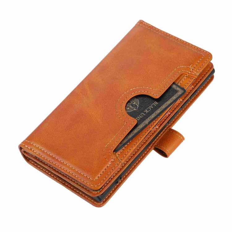 Frendorf | Für Samsung Galaxy S24 Ultra 5G Armband Kartensteckplatz Leder Handyhülle (Braun)