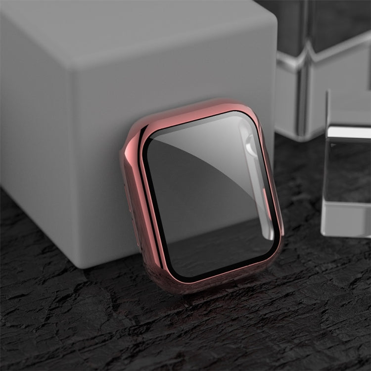 Frendorf | Für Apple Watch Series 3 & 2 & 1 38mm elektroplattierte PC-Hülle + gehärtete Folie integrierte Schutzabdeckung (Pink)