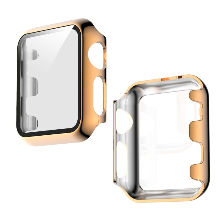 Frendorf | Für Apple Watch Series 3 & 2 & 1 38mm elektroplatiertes PC-Gehäuse + gehärtete Folie integrierte Schutzabdeckung (Roségold)
