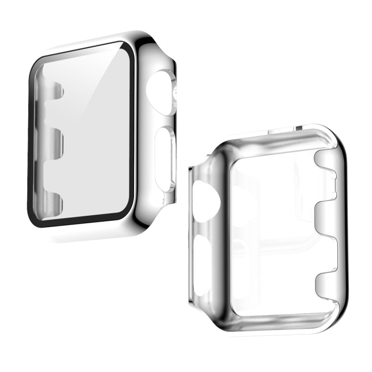 Frendorf | Für Apple Watch Series 3 & 2 & 1 38mm elektroplatiertes PC-Gehäuse + gehärtete Folie integrierte Schutzhülle (Silber)