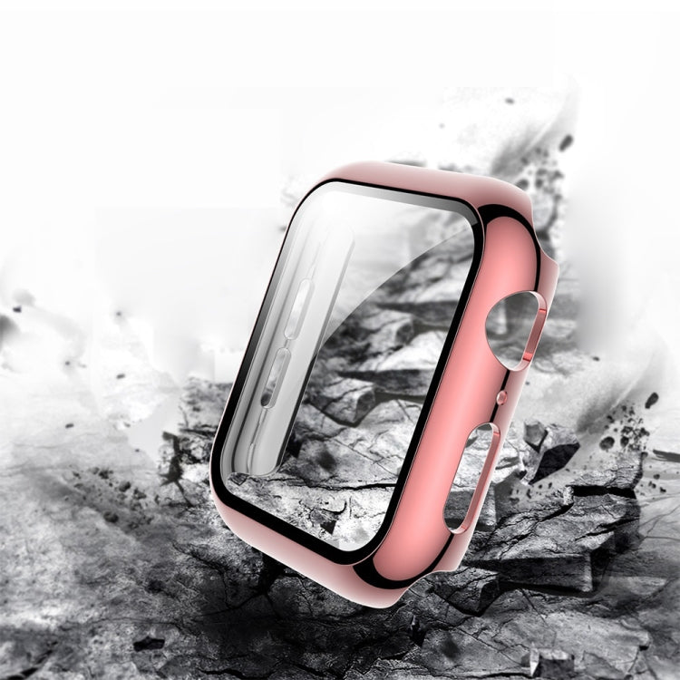 Frendorf | Für Apple Watch Series 3 & 2 & 1 42 mm elektroplatiertes PC-Gehäuse + gehärtete Folie integrierte Schutzhülle (Pink)