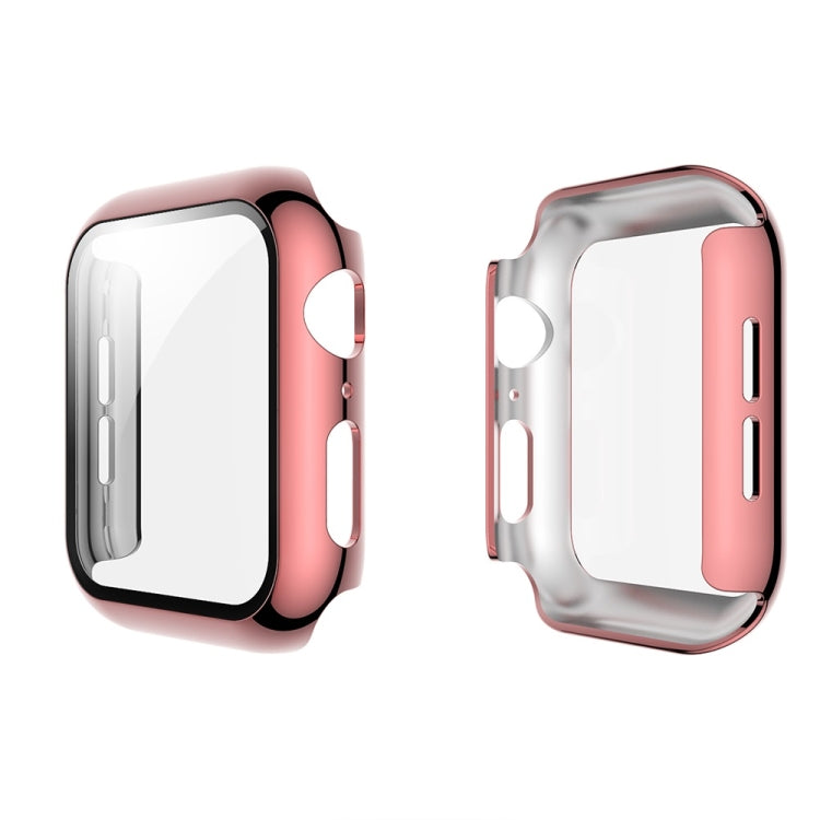 Frendorf | Für Apple Watch Series 5 & 4 40mm elektroplattiertes PC-Gehäuse + gehärtete Folie integrierte Schutzhülle (Pink)