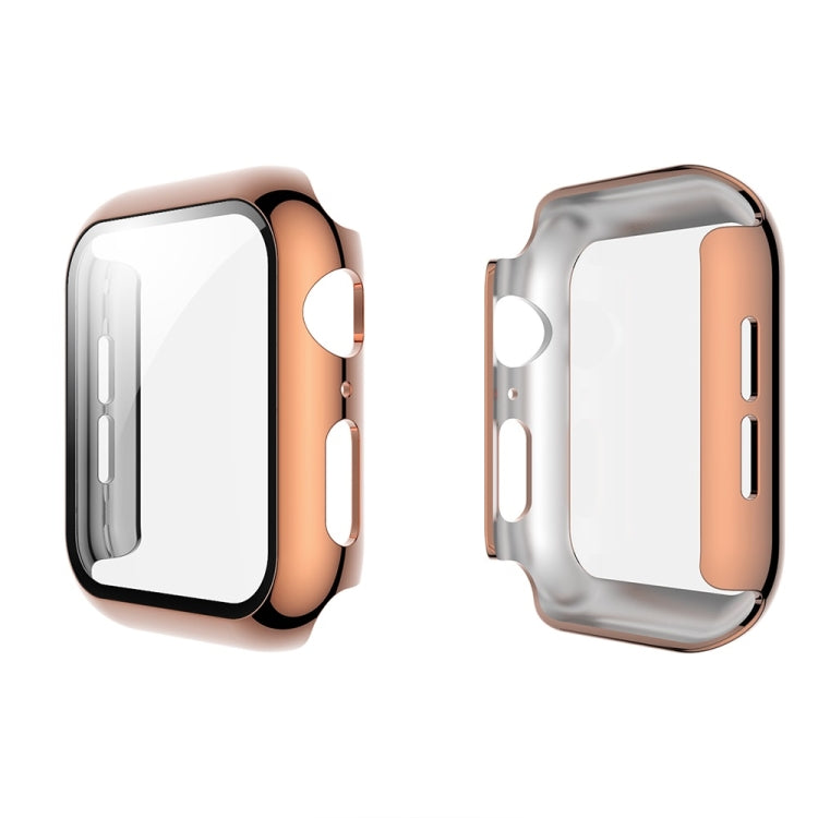Frendorf | Für Apple Watch Series 5 & 4 40mm elektroplatiertes PC-Gehäuse + gehärtete Folie integrierte Schutzabdeckung (Roségold)