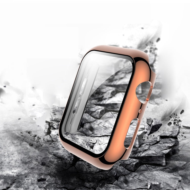 Frendorf | Für Apple Watch Series 5 & 4 40mm elektroplatiertes PC-Gehäuse + gehärtete Folie integrierte Schutzabdeckung (Roségold)