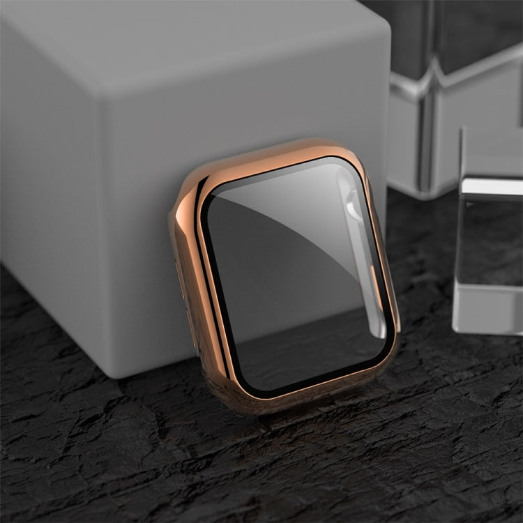 Frendorf | Für Apple Watch Series 5 & 4 40mm elektroplatiertes PC-Gehäuse + gehärtete Folie integrierte Schutzabdeckung (Roségold)