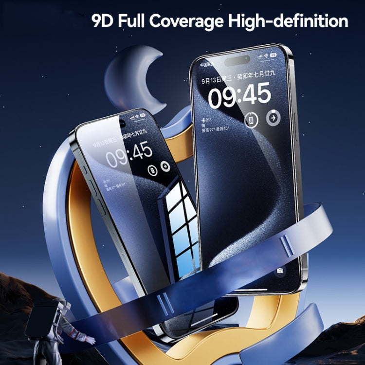 Frendorf | Für iPhone 15 Pro USAMS 0.3mm 9D Hochalumina Vollbild-Glasfolie (Schwarz)