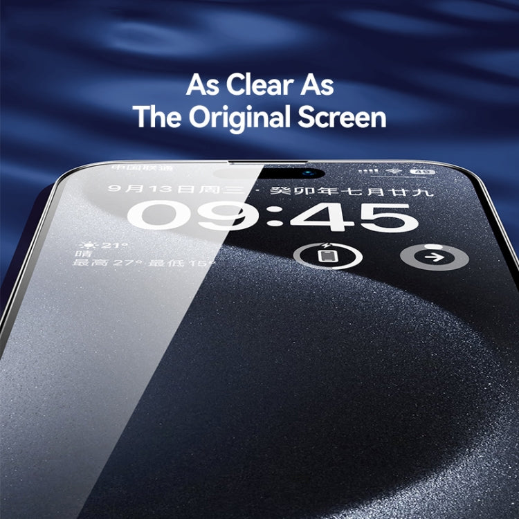 Frendorf | Für iPhone 15 Pro USAMS 0.3mm 9D Hochalumina Vollbild-Glasfolie (Schwarz)