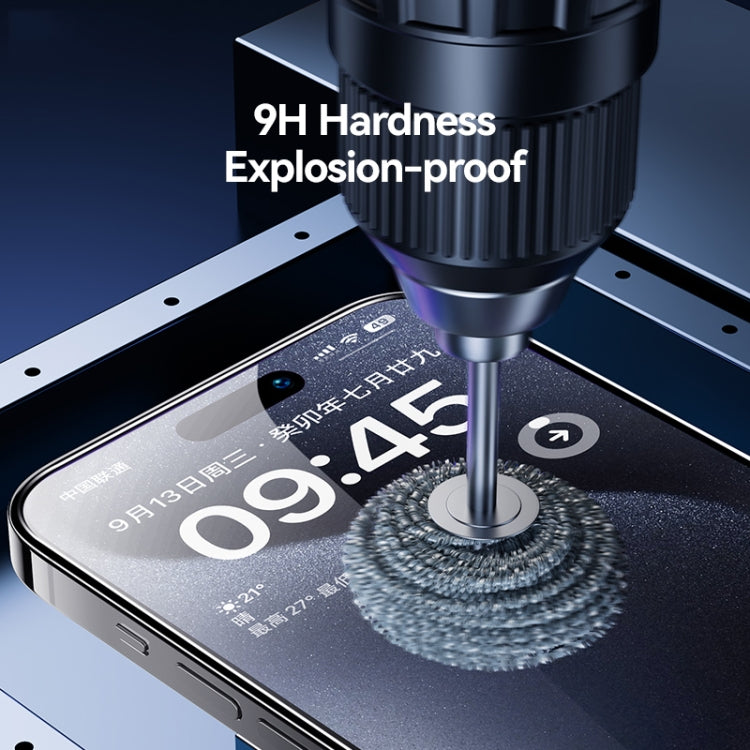 Frendorf | Für iPhone 15 Pro USAMS 0.3mm 9D Hochalumina Vollbild-Glasfolie (Schwarz)