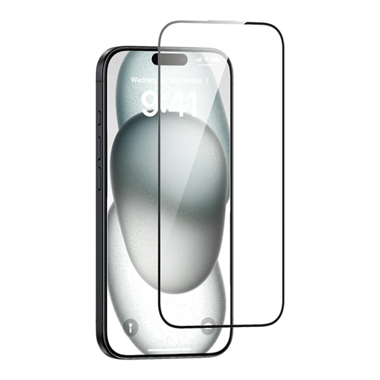 Frendorf | Für iPhone 16 Plus USAMS 0.3mm 9D Hochalumina Vollbild gehärtete Folie (Schwarz)