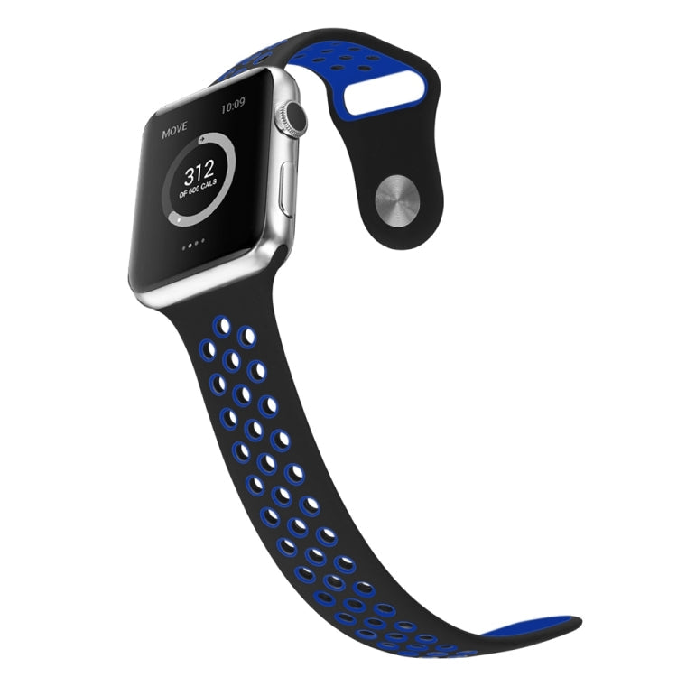 Frendorf | Für Apple Watch Series 7 41mm / 6 & SE & 5 & 4 40mm / 3 & 2 & 1 38mm Sport Silikon-Uhrenarmband Standard Edition (Schwarz Blau)