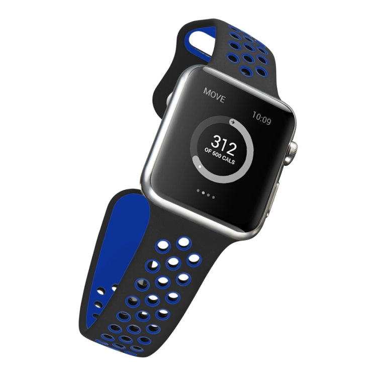 Frendorf | Für Apple Watch Series 7 41mm / 6 & SE & 5 & 4 40mm / 3 & 2 & 1 38mm Sport Silikon-Uhrenarmband Standard Edition (Schwarz Blau)