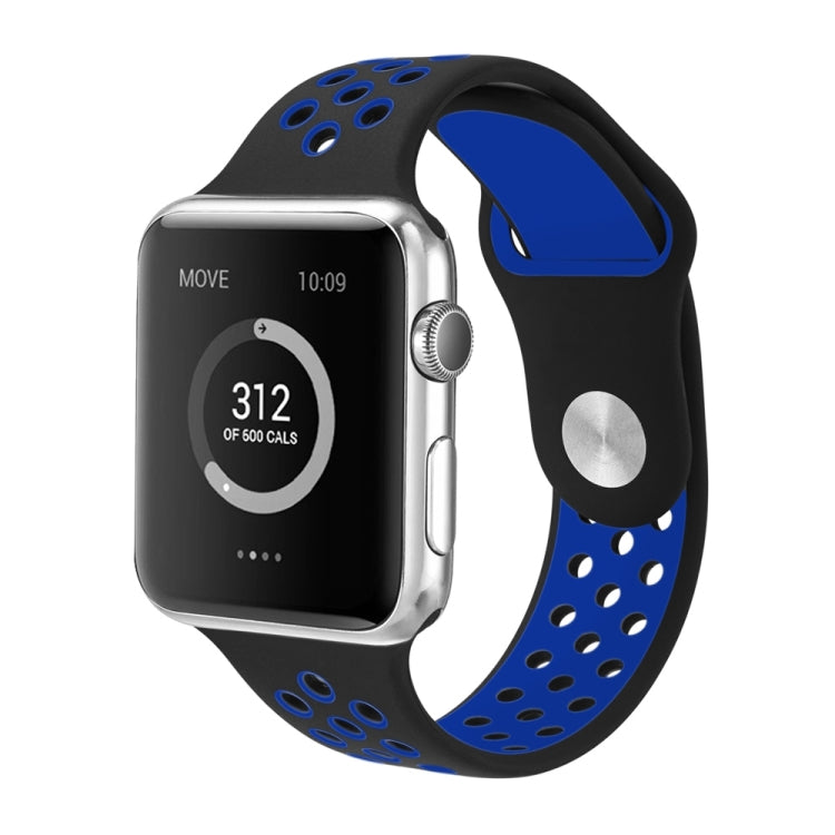 Frendorf | Für Apple Watch Series 7 41mm / 6 & SE & 5 & 4 40mm / 3 & 2 & 1 38mm Sport Silikon-Uhrenarmband Standard Edition (Schwarz Blau)