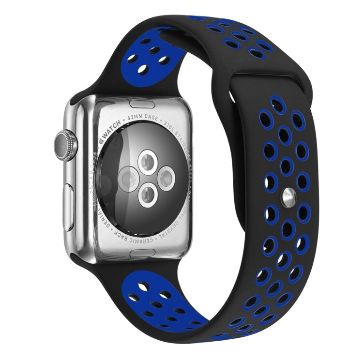 Frendorf | Für Apple Watch Series 7 41mm / 6 & SE & 5 & 4 40mm / 3 & 2 & 1 38mm Sport Silikon-Uhrenarmband Standard Edition (Schwarz Blau)