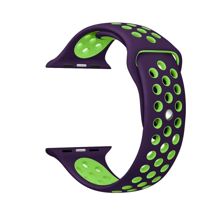 Frendorf | Für Apple Watch Series 7 41mm / 6 & SE & 5 & 4 40mm / 3 & 2 & 1 38mm Sport Silikon-Uhrenarmband Standardausgabe (Lila Grün)