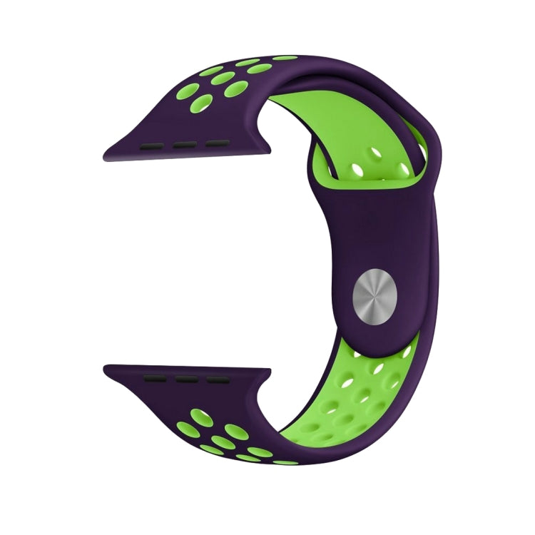 Frendorf | Für Apple Watch Series 7 41mm / 6 & SE & 5 & 4 40mm / 3 & 2 & 1 38mm Sport Silikon-Uhrenarmband Standardausgabe (Lila Grün)