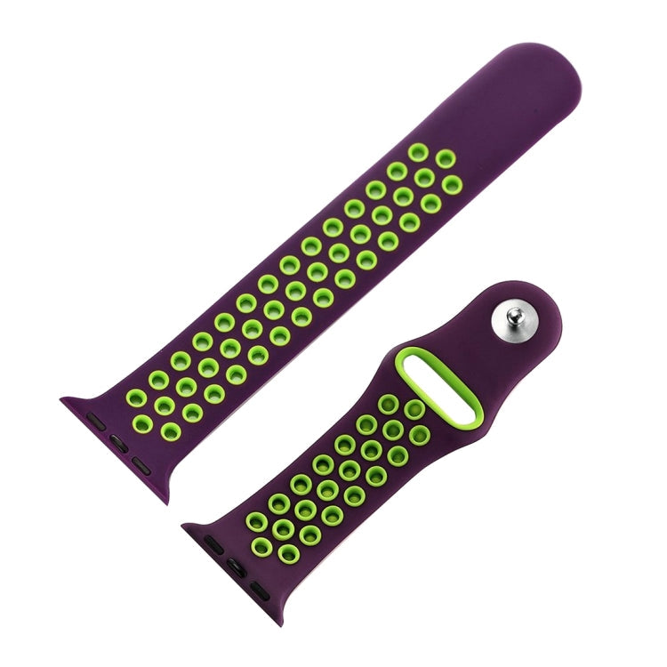 Frendorf | Für Apple Watch Series 7 41mm / 6 & SE & 5 & 4 40mm / 3 & 2 & 1 38mm Sport Silikon-Uhrenarmband Standardausgabe (Lila Grün)